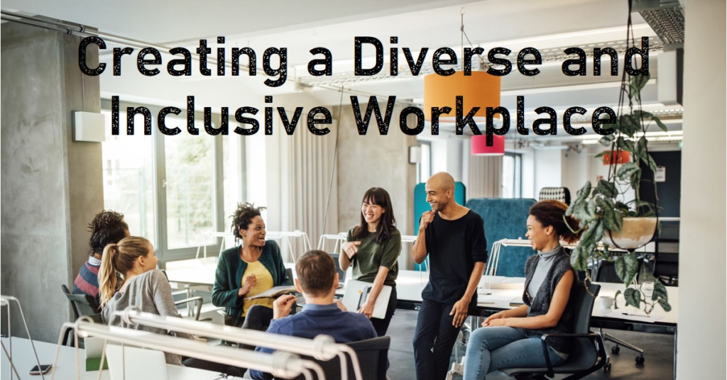 A team meeting focused on diversity and inclusion in a bright office setting.