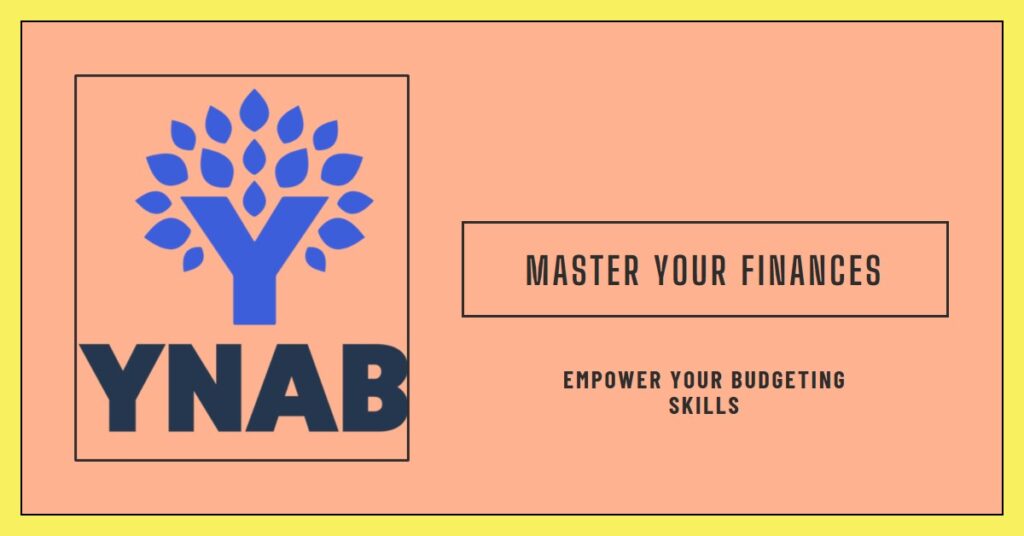 YNAB logo, a stylized "Y" surrounded by leaves, with the tagline "Master Your Finances" and "Empower Your Budgeting Skills" for financial apps