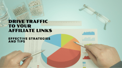 Digital marketer strategizing on driving traffic to affiliate links using analytics dashboard on computer.
