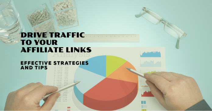 Digital marketer strategizing on driving traffic to affiliate links using analytics dashboard on computer.