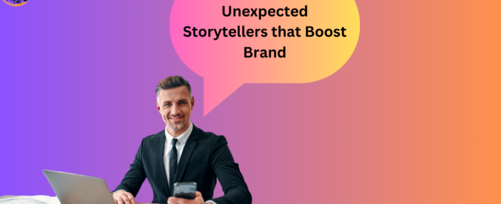 Checkout display with text "Unexpected Storytellers that Boost Brand" This concise description covers the essential elements of the image for screen readers and users with slow loading times.