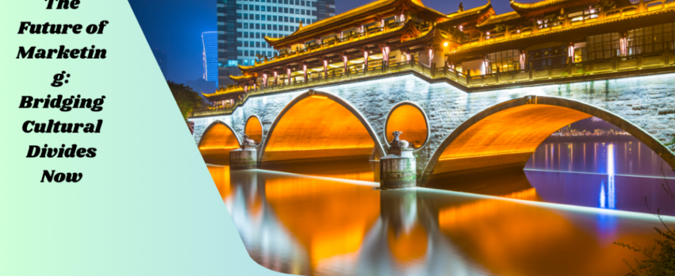 An illuminated bridge with traditional architectural features spans a calm river at night, with a modern skyscraper in the background, reflecting the fusion of cultural heritage and contemporary design.