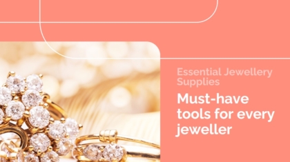 Close-up of sparkling diamond rings and gold jewellery pieces, symbolizing essential jewellery tools for jewellers.