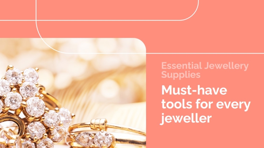 Close-up of sparkling diamond rings and gold jewellery pieces, symbolizing essential jewellery tools for jewellers.