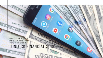 financial apps : A smartphone screen displaying popular apps like Instagram, Telegram, YouTube, Facebook, TikTok, Google Chrome, and Uber, resting on a bed of US dollar bills.
