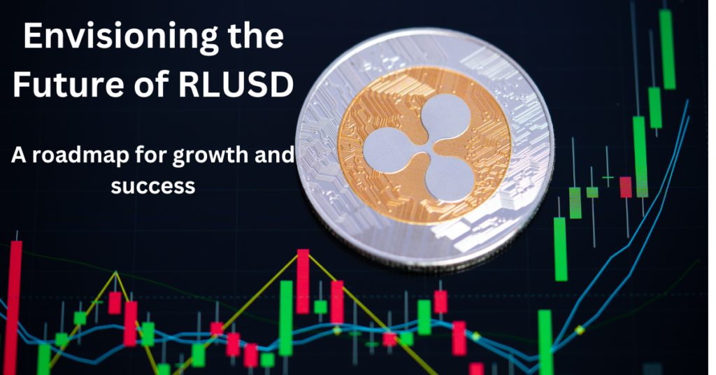 Envisioning the Future of RLUSD
 A close-up of a silver XRP coin resting on a chart with green and red bars, suggesting cryptocurrency price fluctuations.