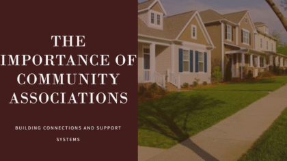 A row of suburban houses with well-maintained lawns, illustrating the importance of community associations in neighborhood upkeep.