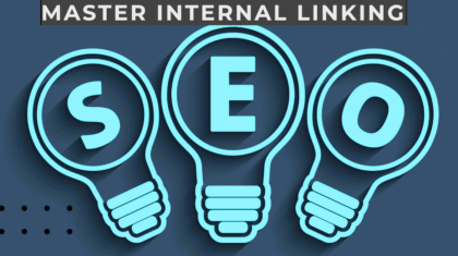 Stylized graphic with bold text 'MASTER INTERNAL LINKING' and split 'S' and 'E' letters symbolizing SEO, emphasizing the connection between internal linking strategies and search engine optimization.