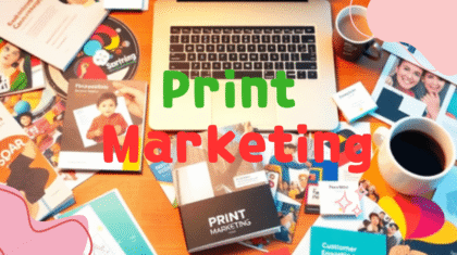 ibrant custom booklets with Printivity and brochures on a desk, showcasing print marketing strategies for small business success.