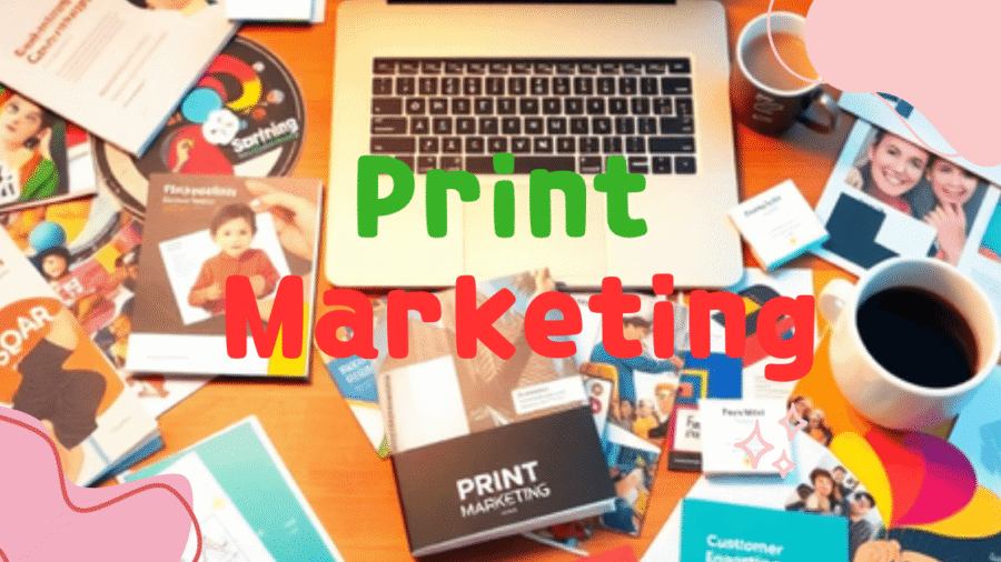 ibrant custom booklets with Printivity and brochures on a desk, showcasing print marketing strategies for small business success.